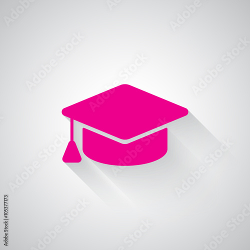 Pink Graduation Cap web icon on light grey background