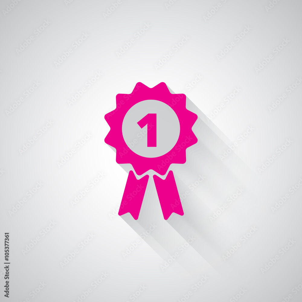 Pink Prize Ribbon web icon on light grey background Pink Prize Ribbon web icon on light grey background