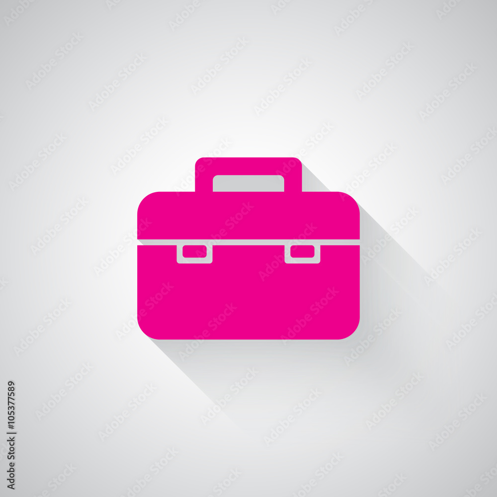 Pink Briefcase web icon on light grey background Pink Briefcase web icon on light grey background