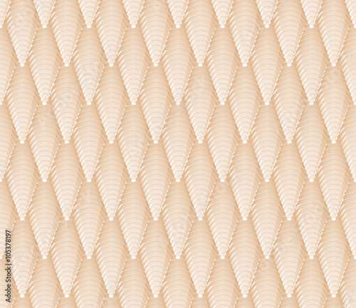 seamless 3d pattern of beige stepped cones 