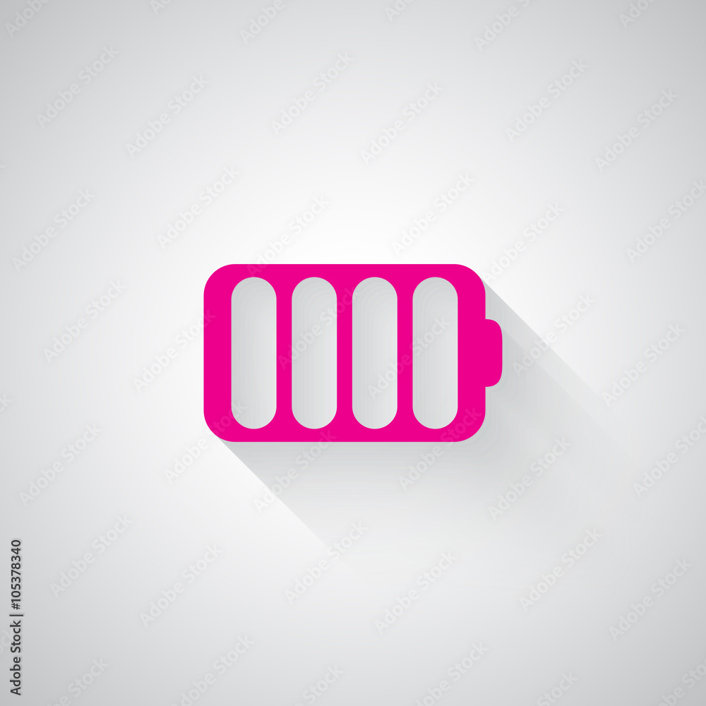 Pink Battery web icon on light grey background Pink Battery web icon on light grey background