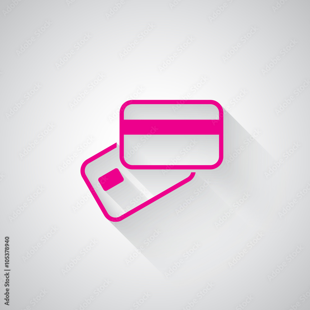 Pink Credit Card Payment web icon on light grey background Pink Credit Card Payment web icon on light grey background