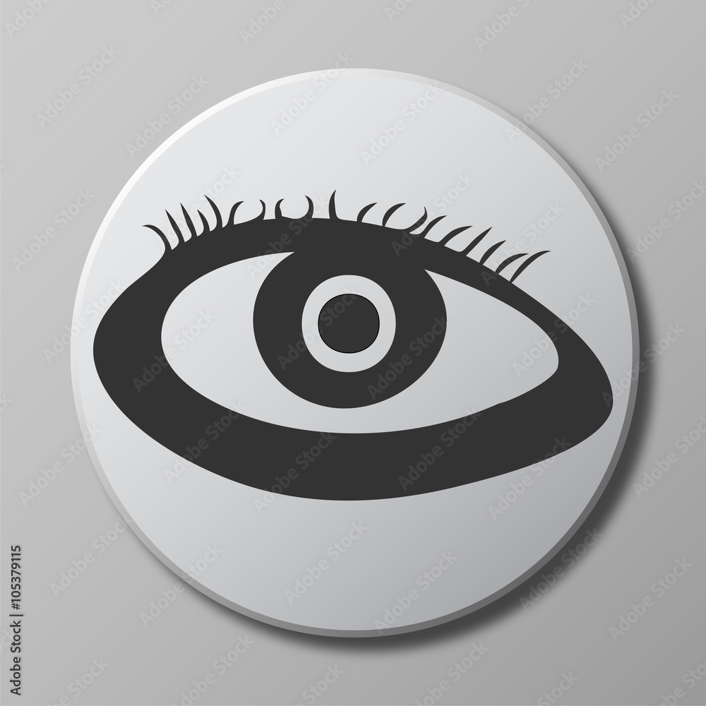 eye grey vector icon on round button with shadow eye grey vector icon on round button with shadow
