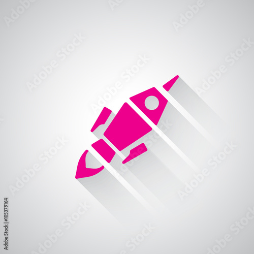 Pink Rocket Launch web icon on light grey background