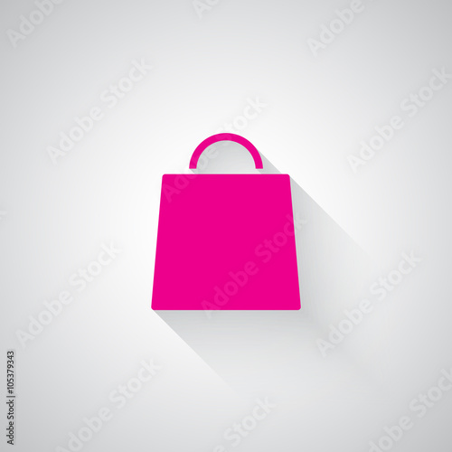 Pink Shopping Bag web icon on light grey background