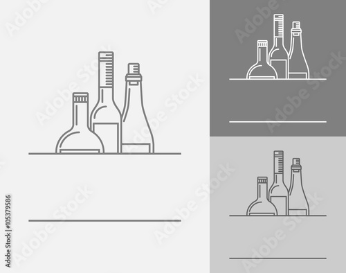 Vector sign template. Bottles of wine, brandy, port wine, Logo of the winery, alcohol plant, drinking establishment, a emblem in the drinks menu.