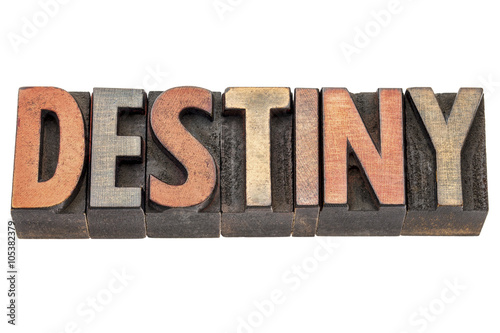 Φωτογραφία destiny word in vintage wood type