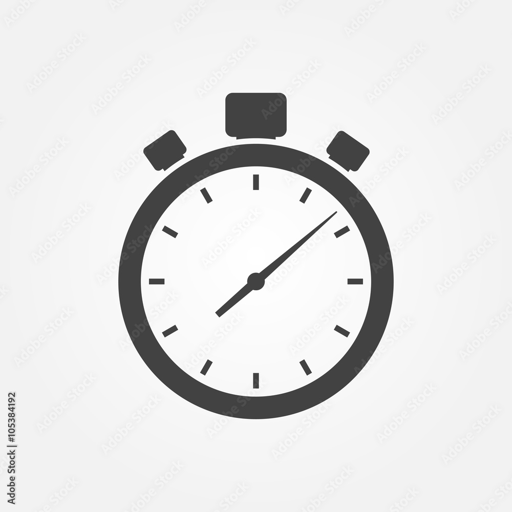 Stopwatch icon. Timer icon, isolated, white on the black backgro Stopwatch icon. Timer icon, isolated, white on the black backgro