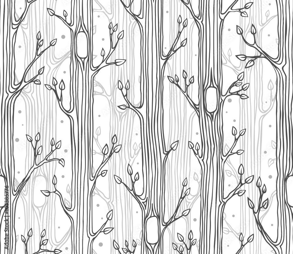 Seamless pattern with trees