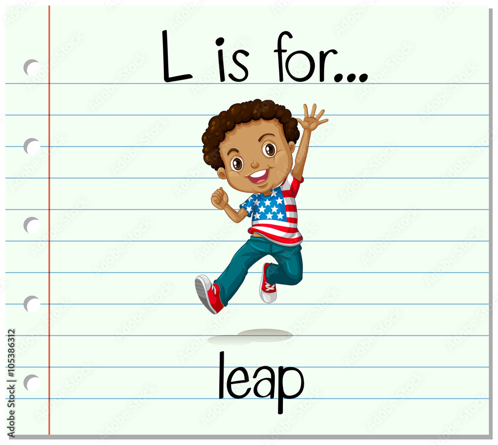 Flashcard letter L is for leap Stock Vector | Adobe Stock