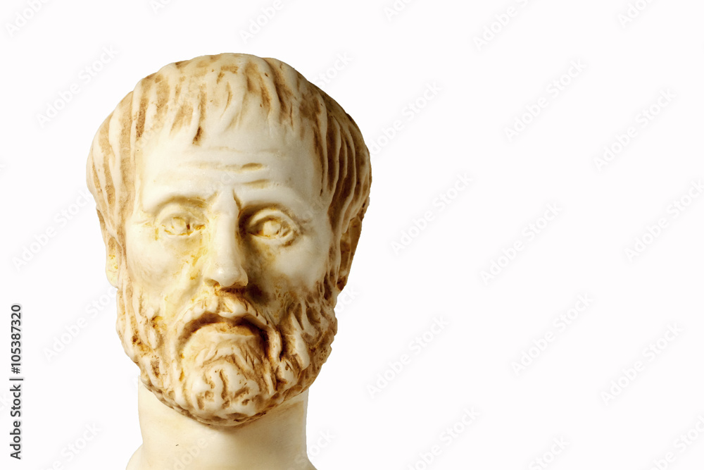 White marble bust of the greek philosopher Aristotle