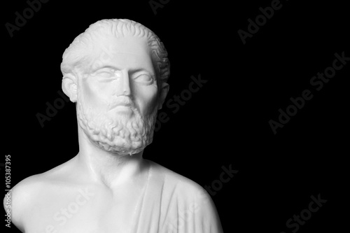White marble bust of the greek physician Hippocrates