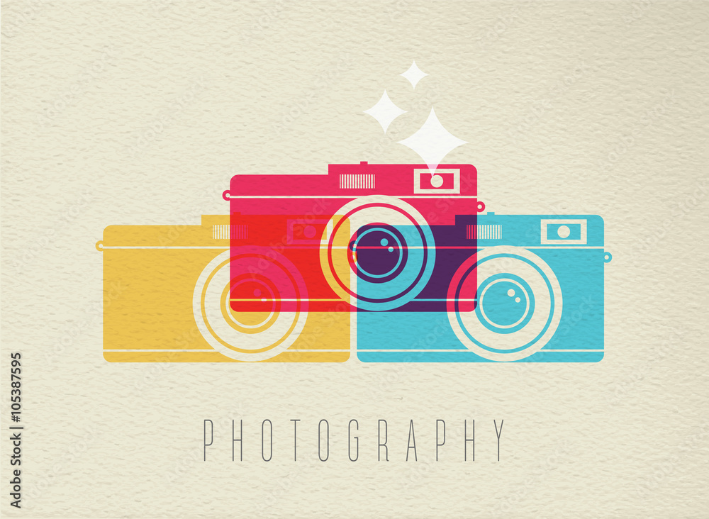 Obraz premium Photography camera icon concept color design