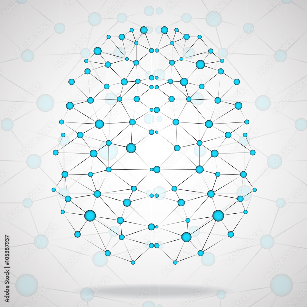 Abstract geometric brain, network connections Abstract geometric brain, network connections