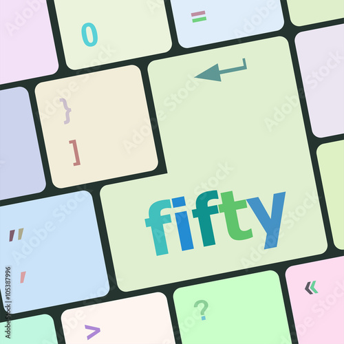 fifty button on computer pc keyboard key vector illustration