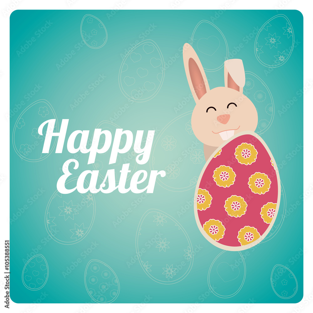 Fototapeta premium Happy Easter design in blue and degrade color