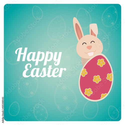 Happy Easter design in blue and degrade color photo