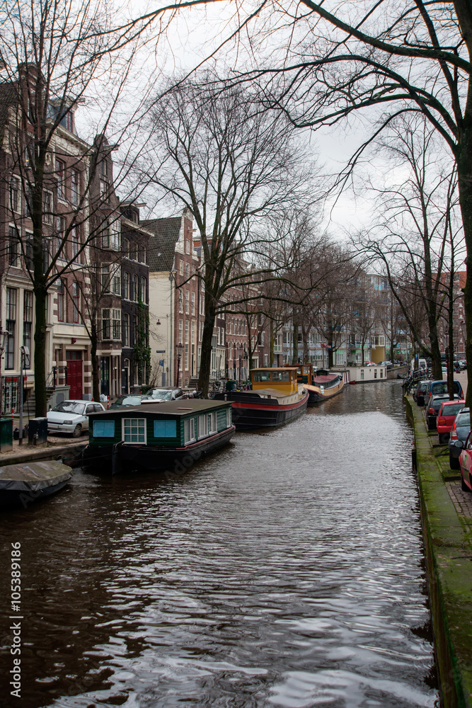 View of one of the canals of  Amsterdam