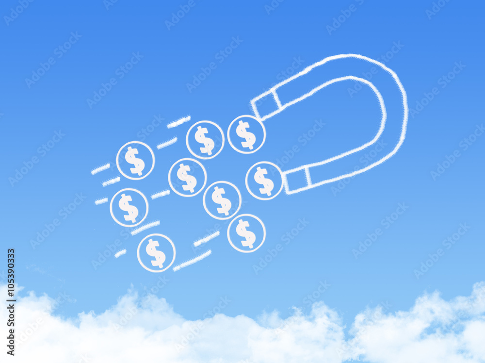 Fototapeta premium magnet and money with cloud shape