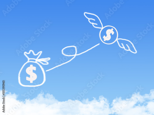  lost money fly on Cloud shaped ,dream concept