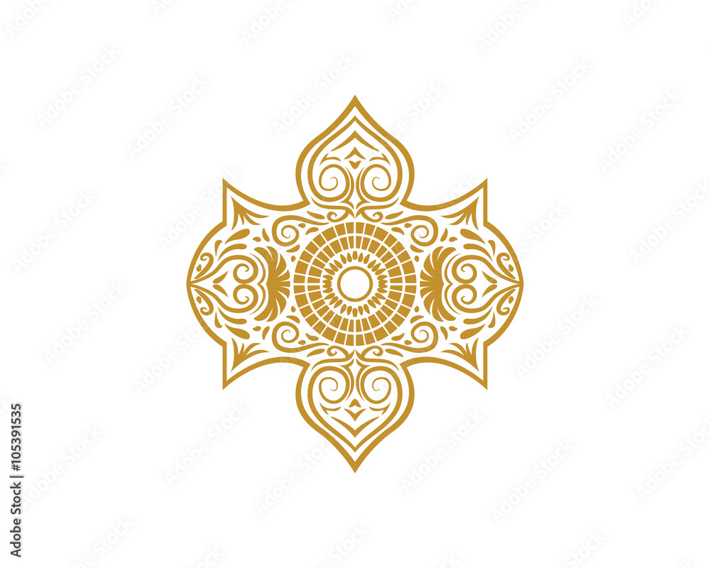 Gold Damask Ornamental Floral Logo Gold Damask Ornamental Floral Logo