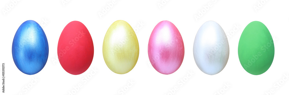 six color of easter eggs isolated on white background. six color of easter eggs isolated on white background.
