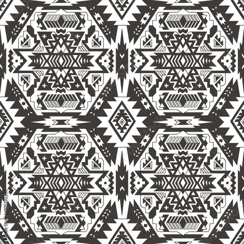 Seamless aztec pattern. Ethnic monochrom background