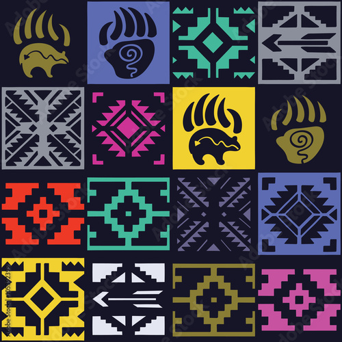 Navajo seamless colorful tribal pattern