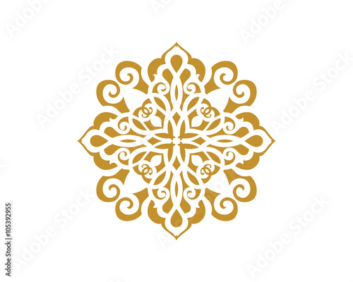 Gold Damask Ornamental Floral Logo