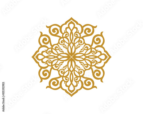 Gold Damask Ornamental Floral Logo