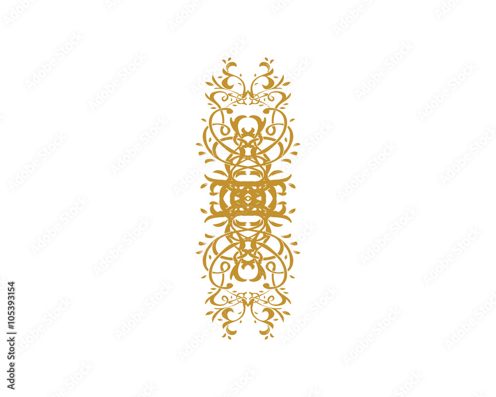 Gold Damask Ornamental Floral Logo
