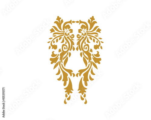 Gold Damask Ornamental Floral Logo