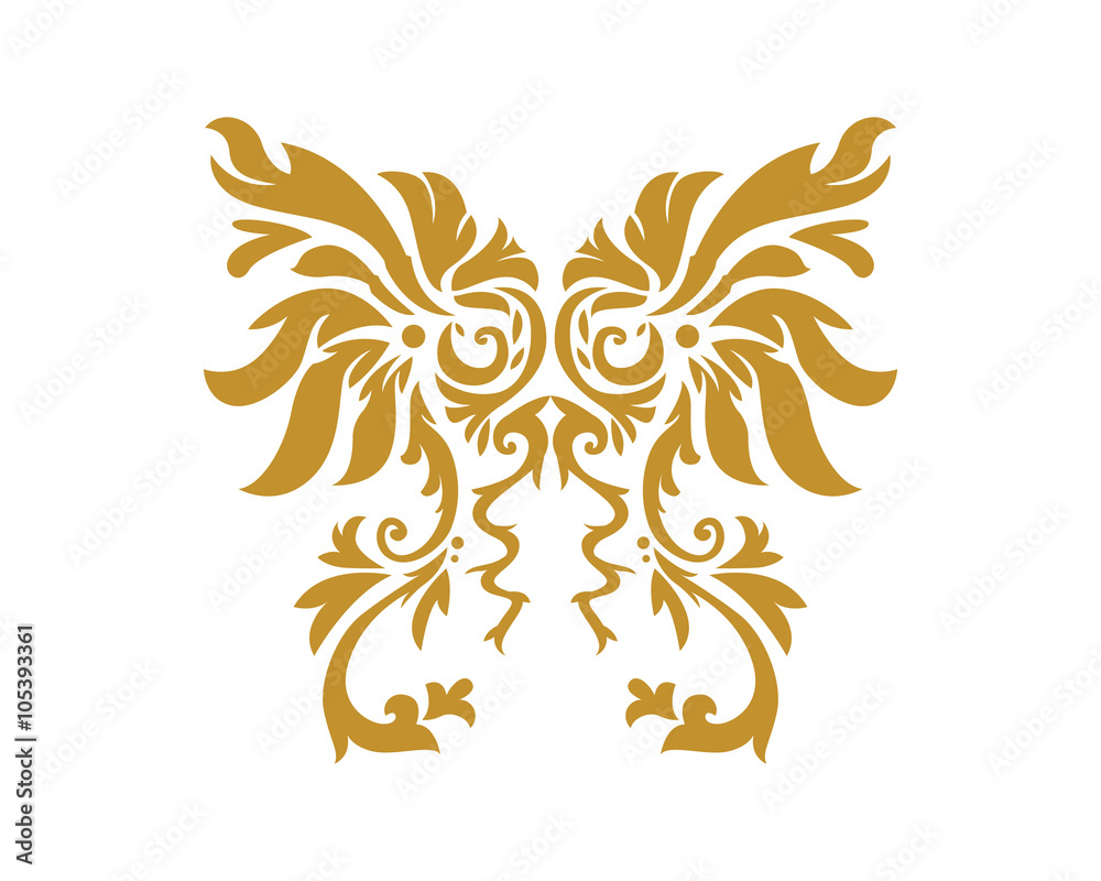 Fototapeta premium Gold Damask Ornamental Floral Logo
