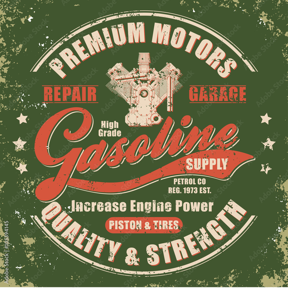 Vintage gasoline retro label