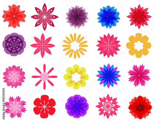 beautiful colorful flowers vector collection in silhouette isolated on white background for design © thanhtrong007