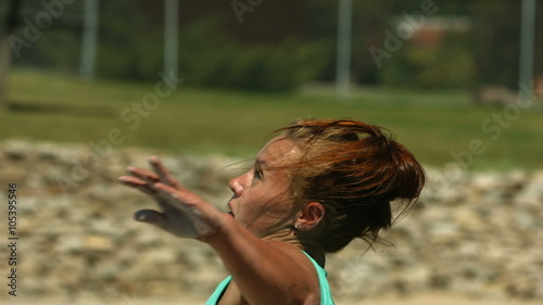 Track and Field athlete doing shot-put, slow motion