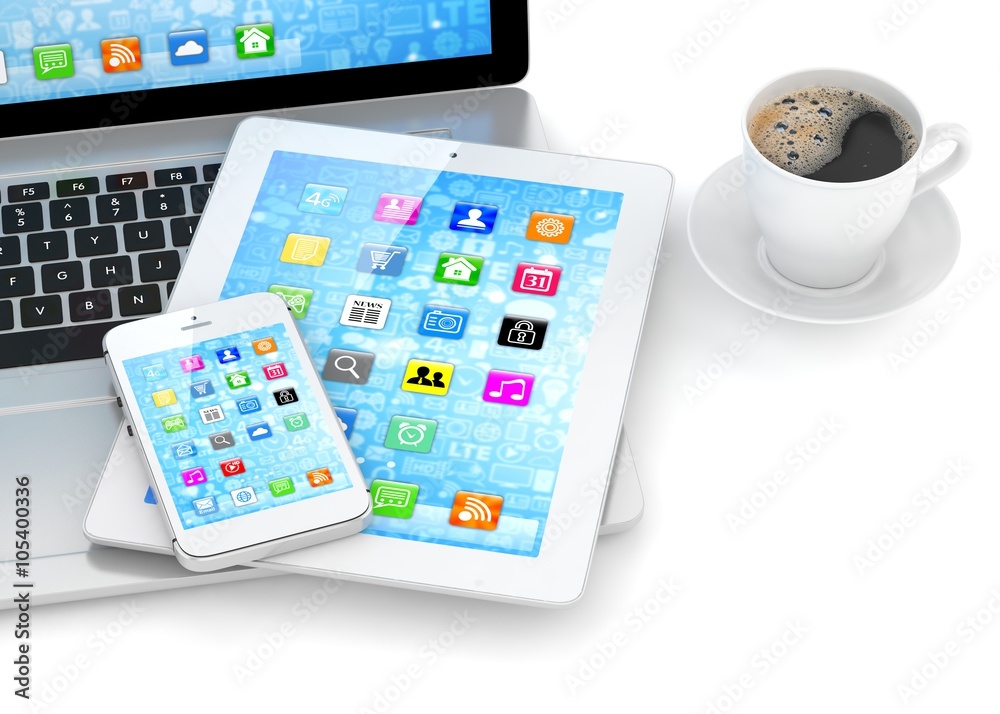 Laptop, phone and tablet pc. Laptop, phone and tablet pc.