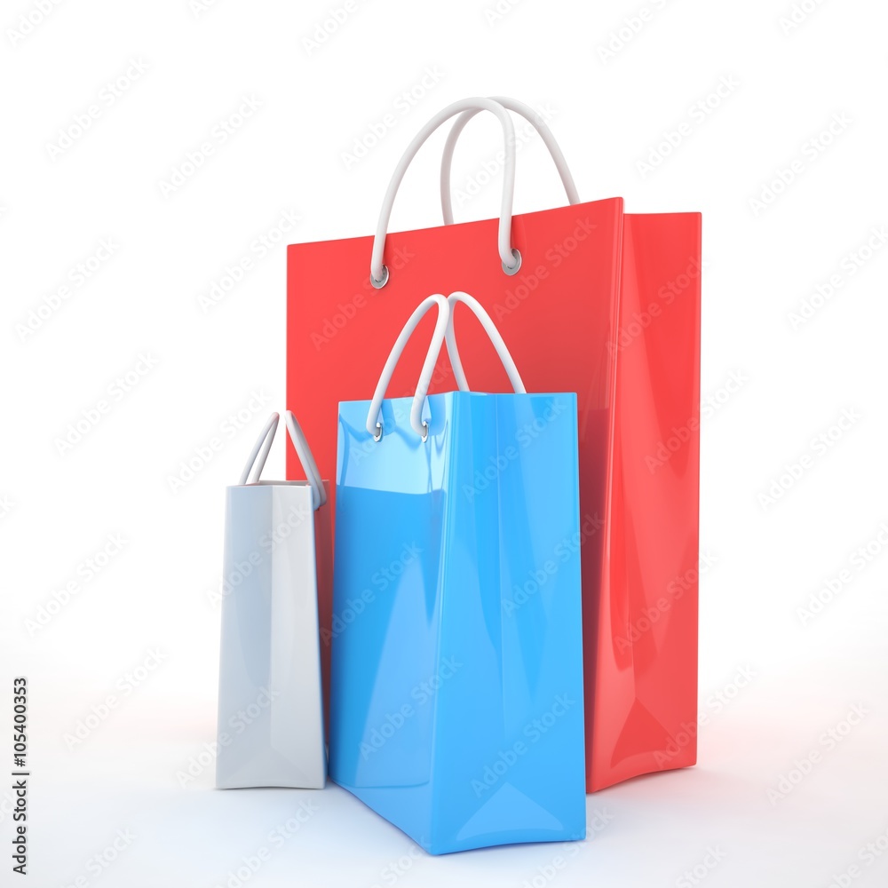 Paper Shopping Bags isolated on white background