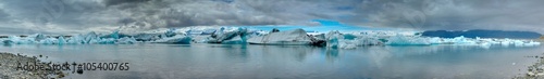 Panorama of the Jokulsarlon glaciar lagoon in Iceland 