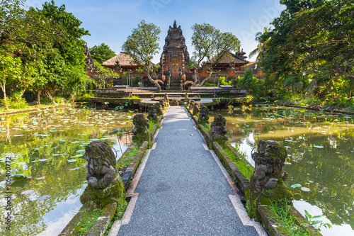Pura Saraswati Temple with beatiful lotus pond, Ubud, Bali, Indonesia