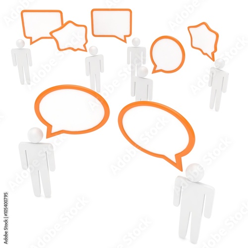 people with talk bubbles isolated over a white background