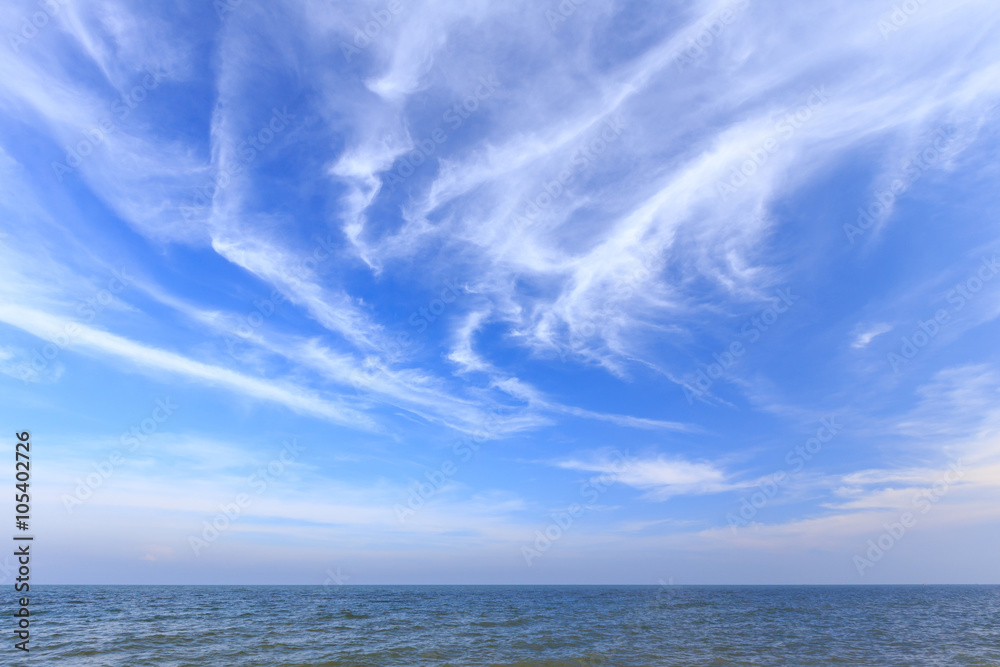 Sea and blue sky with cloud.