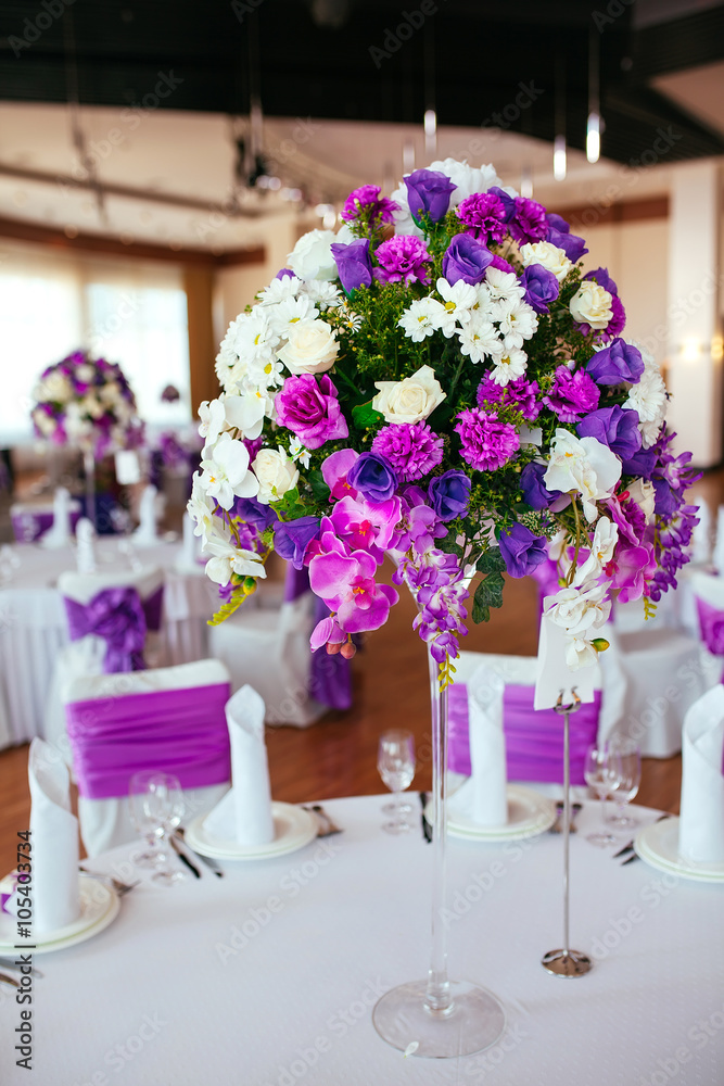 Table set for wedding or another catered event dinner.