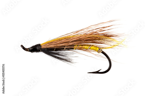Traditional Salmon Fishing Fly on White Background