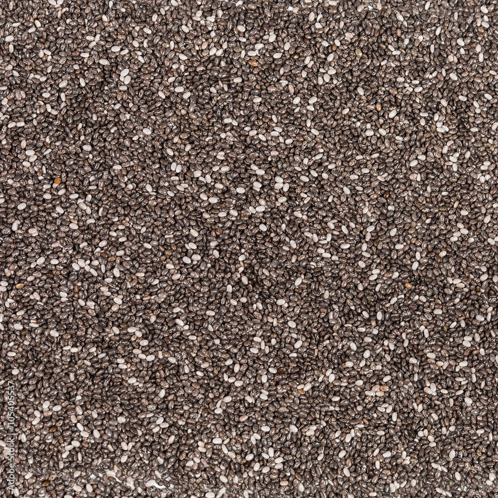 Nutritious chia seeds on background Nutritious chia seeds on background