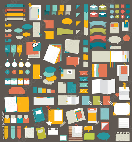 Collections of infographics flat design elements. Vector illustration.
