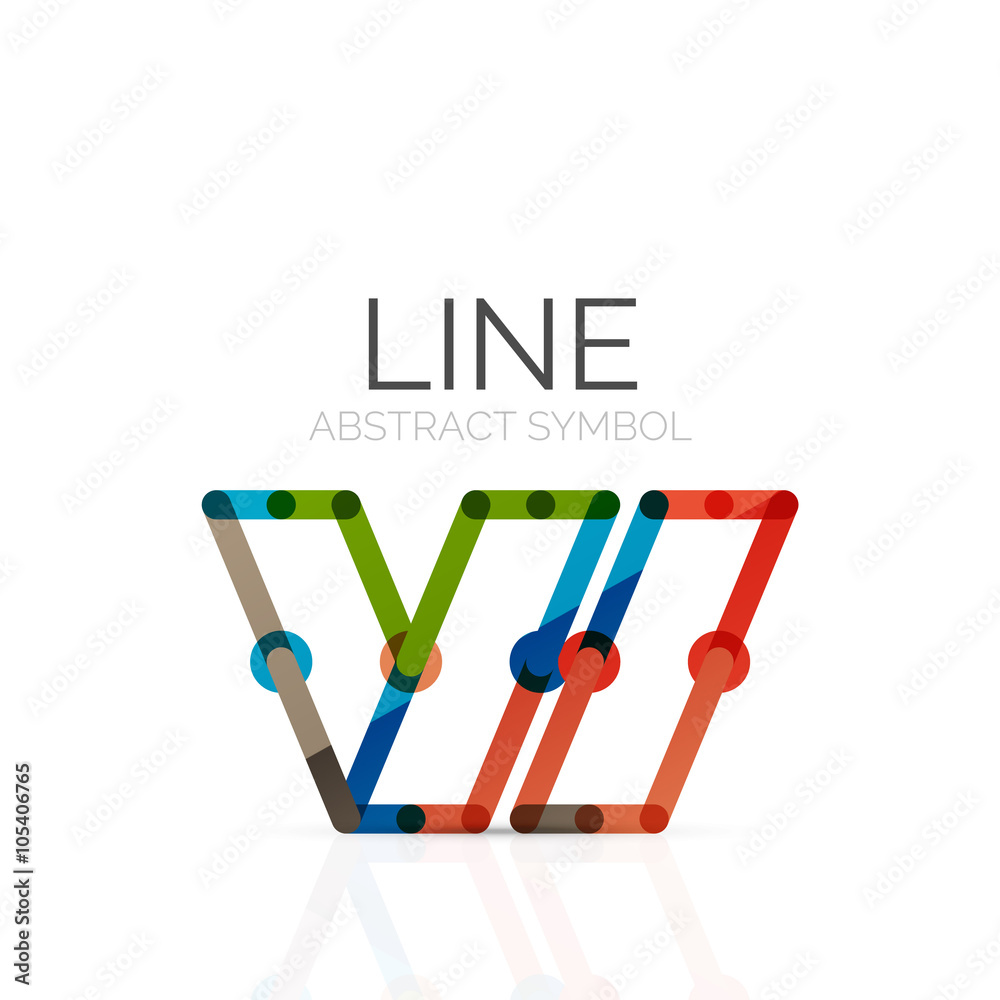 Linear abstract logo, connected multicolored segments of lines geometrical figure Linear abstract logo, connected multicolored segments of lines geometrical figure