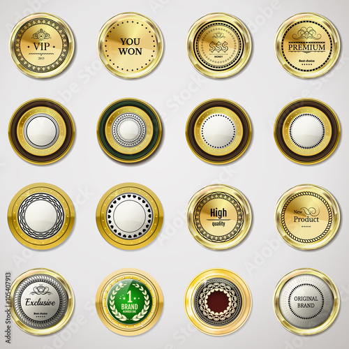 Collection gold labels for promo seals. Can be used for website,