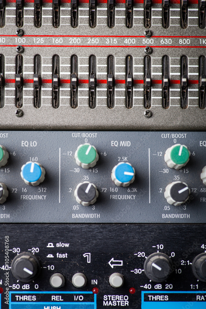 Buttons in sound studio Buttons in sound studio