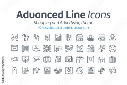 Shopping and advertising icon set